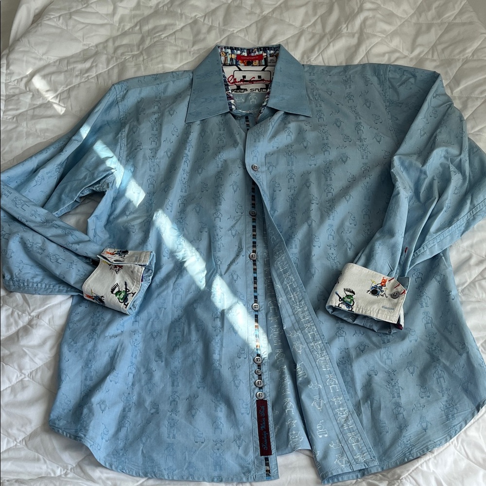 Robert Graham Sky Blue Shirt with Artistic Cuffs